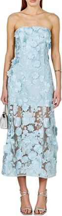 endless rose Floral Embroidery Strapless Dress in Icy Blue at Nordstrom, Size Large
