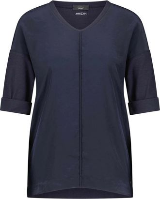 Marc Cain Casual katoenmix blouse shirt - Dames - Blouses - Blauw - M - Katoen - Overhemden