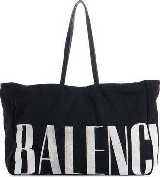 Balenciaga Large Editor East/West Canvas Tote in 1090 Black/L White at Nordstrom