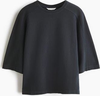 H&M Short-sleeved Cotton Sweatshirt in Dark Gray at Nordstrom, Size Medium