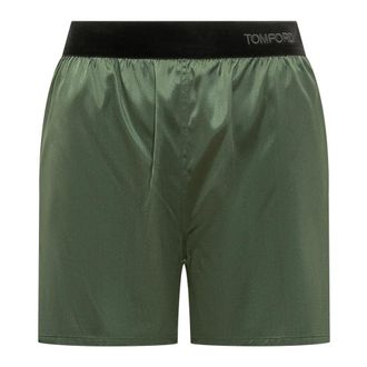 Tom Ford Bottoms, female, Green, Size: XS Stretch Silk Satin PJ Shorts