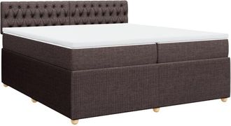 vidaXL Vidaxl - Cama Box Spring Con Colch&oacute;n Tela Marr&oacute;n Oscuro 200x200 Cm