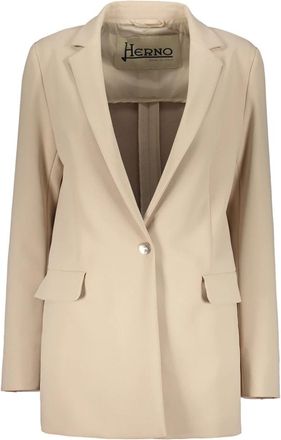 Herno Klassieke Blazer met Zakken en Revers - Dames - Blazers - Beige - M - Leer - Jassen