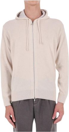 Eleventy Hooded Full-Zip Sweater - Heren - Vesten met rits - Beige - S - Kasjmier - Hoodies & sweatvesten