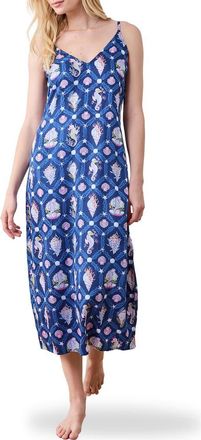 Printfresh Chic to Sleep Satin Nightgown in Navy at Nordstrom, Size X-Small