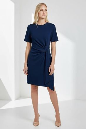 Exquise Velvet Crew Neck Mini Knit Dress in Navy at Nordstrom, Size X-Large