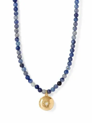 Astley Clarke Gold Mini Biography Blue Aventurine Locket Necklace at Nordstrom