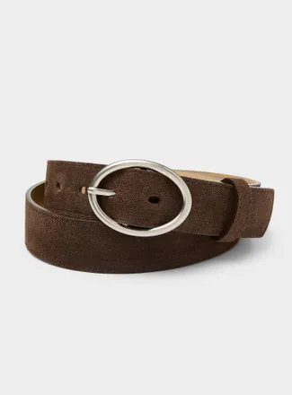 Simons Womens Oval buckle minimalist suede belt