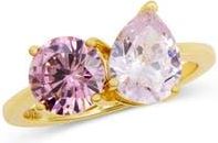 Savvy Cie Jewels Cubic Zirconia Toi et Moi Ring in Pink at Nordstrom Rack, Size 10