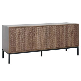 Oviala Mueble de TV rectangular con 2 puertas, L120 cm, madera oscura