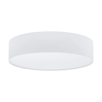 Loops Flush Ceiling Light Colour White Round White Fabric Shade Bulb E27 3x60W
