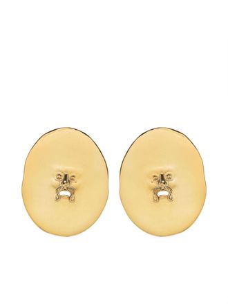Patou large face clip-on earrings - Gold