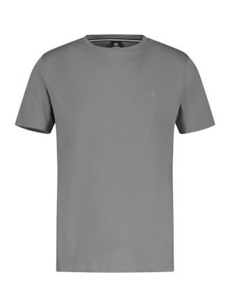 Lerros Rundhalsshirt LERROS, Herren, Gr. S, silber (platinum grau), Single Jersey, Obermaterial: 100% Baumwolle, unifarben, regular fit taillenbedeckt, Rundh