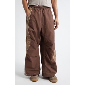 ERL Gender Inclusive UFO Nylon Wide Leg Track Pants in Brown at Nordstrom, Size X-Large