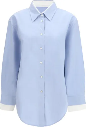 Acne Studios Womens Button-Up Shirt Light Blue-White Cotton Blue/white
