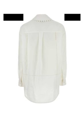 Bottega Veneta Womens White Linen Shirt Exterior: Camicie