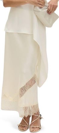 M&S Collection Lace Inset Midi Slip Skirt in Ivory at Nordstrom, Size 12