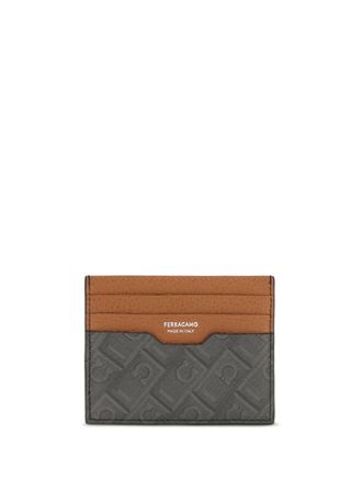 Ferragamo Monogram Calf Leather Card Case - Gray