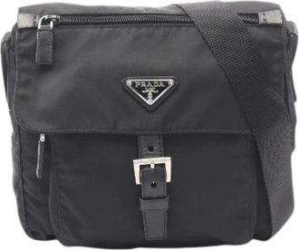 Prada Pre-owned Vela Sport Nylon Leather Shoulder Bag - Dames - Vintage Schoudertas - Zwart - ONE Size - Nylon - Vintage