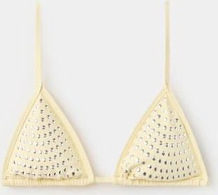 Mango Top bikini triangolare borchie giallo - Donna - XS - MANGO