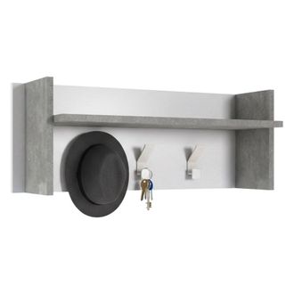 Dmora Muebles De Entrada Dkornvi, Perchero Con 3 Ganchos, Estante De Almacenamiento De Pasillo, 100% Made In Italy, 90x29h34 Cm, Blanco Y Cemento - Dmora