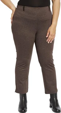 Lyss&eacute; Pinstripe Pull-On Baby Bootcut Ankle Ponte Pants in Hairline Stripe at Nordstrom, Size 2X