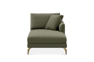 Castlery Lena Right Chaise Sofa Customized, (Performance Fleece) Moss (Brass Legs), Spill Resistant, Removable Covers for Sofas, Castlery