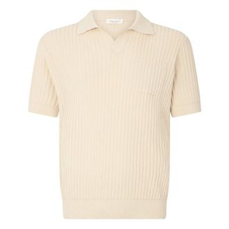 Roberto Collina Polo Shirts, male, Beige, Size: S Cotton Striped Polo
