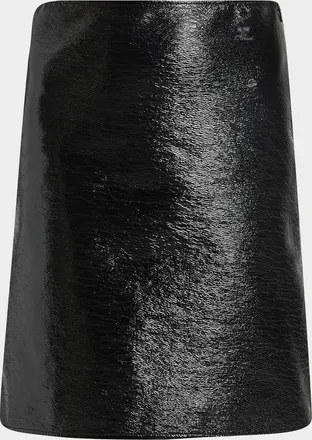 Courr&egrave;ges Shiny Vinyl Knee-Length Skirt