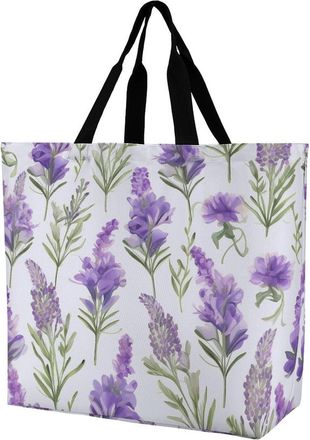 Generic Lavender Flowers Carry Bag Handle Shoulder Bag Waterproof Tote Bags For Work Beach Casual