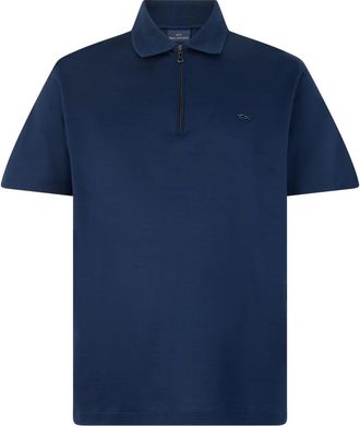 Paul & Shark Polo met rits van dubbel gemerceriseerd katoenen jersey - Heren - Polos - Blauw - 4XL - Katoen - Tops