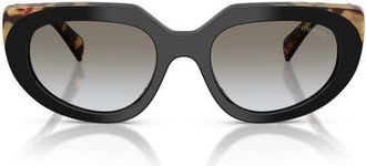 Prada 54mm Oval Sunglasses in Black/medium Tortoise /Grey at Nordstrom