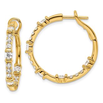 Diamond2Deal 14k Gold 1 1/2 ct Lab Grown Diamond In/Out Hoop Earrings VS Clarity, G-H Color
