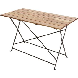 Hhg Tavolo pieghevole da esterno 438 120x60cm acciaio legno di acacia legno chiaro