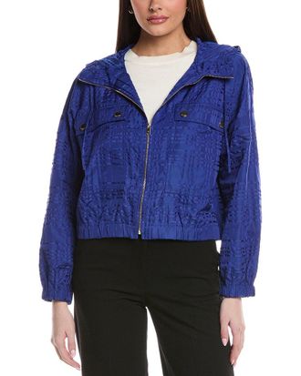 St. John Broken Plaid Outerwear Jacket W/ Hood & Po