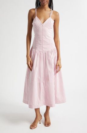 Cinq &agrave; Sept Dagna Strappy Lace Back Sleeveless Maxi Dress in Cotton Candy/crimson Plum at Nordstrom, Size 00