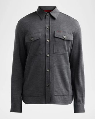 Isaia Men & apos;s Wool-Nylon-Blend Jersey Overshirt