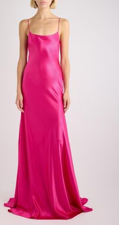 Alaia Silk Maxi Slipdress in Rose Vif at Nordstrom, Size 8 Us