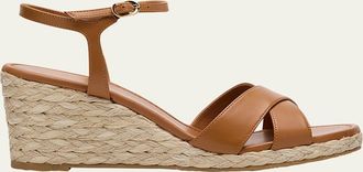 Stuart Weitzman Dayna Leather Crisscross Espadrille Sandals