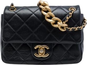 Chanel Pre-owned Vintage Quilted Crossbody - Dames - Vintage Schoudertas - Zwart - ONE Size - Leer - Vintage