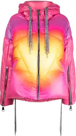 Khrisjoy Iconic gradient hooded puffer jacket - women - Polyester/Polyamide/Duck Down/Duck Feathers/Polyester - 01 - Pink