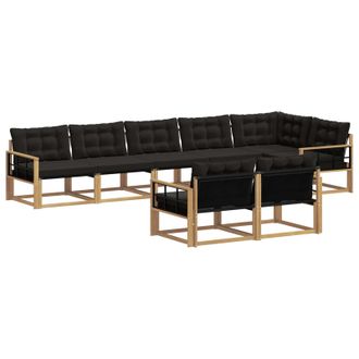 vidaXL Conjunto De Sof&aacute;s De Exterior Con Coj&iacute;n 8 Pcs Blanco Y Negro Vidaxl