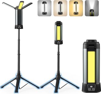 No Brand Linterna De Camping Recargable De 54 Con 3 Cabezales Led, Soporte Extra&iacute;ble, 6000 Mah, 2000 L&uacute;menes, Regulable, Linterna Magn&eacute;tica, Para Exteriores E 