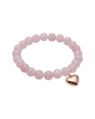 Liv Oliver 18K Rose Gold Plated 46.50 Ct. Tw. Rose Quartz Love Charm Bracelet