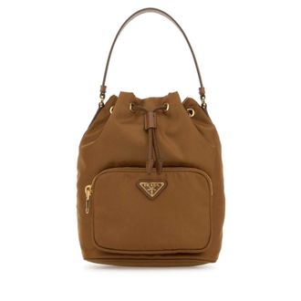 Prada Caramel Re-Nylon Duet Bucket Bag