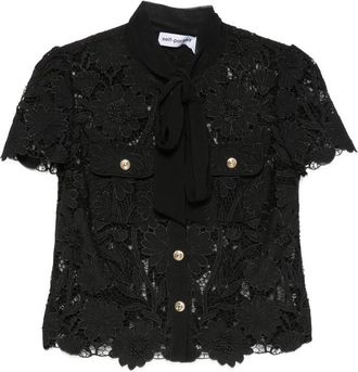Self Portrait Black Lace Tie Neck Top