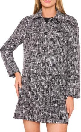 Halogen Boxy Tweed Jacket in Rich Black at Nordstrom Rack, Size X-Small