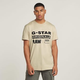 G-Star T-Shirt G-STAR Originals, Herren, Gr. S, beige (dk brick), Jersey, Obermaterial: 100% Baumwolle, regular fit, Rundhals, abgesteppte Kante, Shirts T-Sh