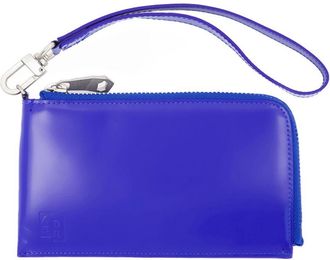 Ader Error Unisex Leather Wristlet Wallet Blue Calfskin