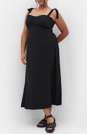 City Chic Penny Tie Strap Maxi Dress in Black at Nordstrom, Size Xxl